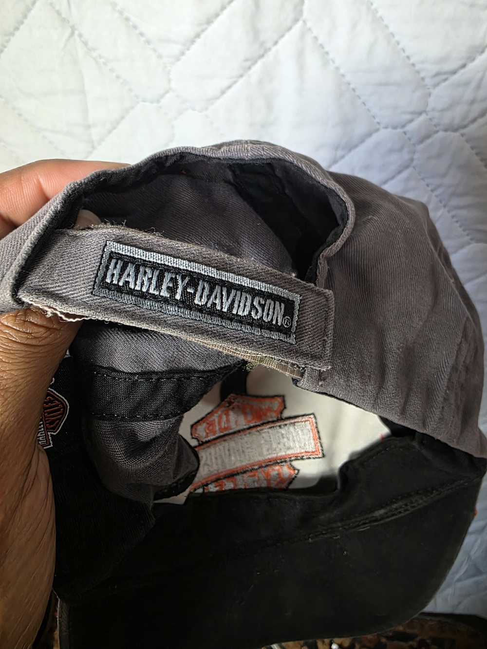 Harley-Davidson Gray & Orange Flame Logo Cap One Sz Fits All - Picture 3 of 6